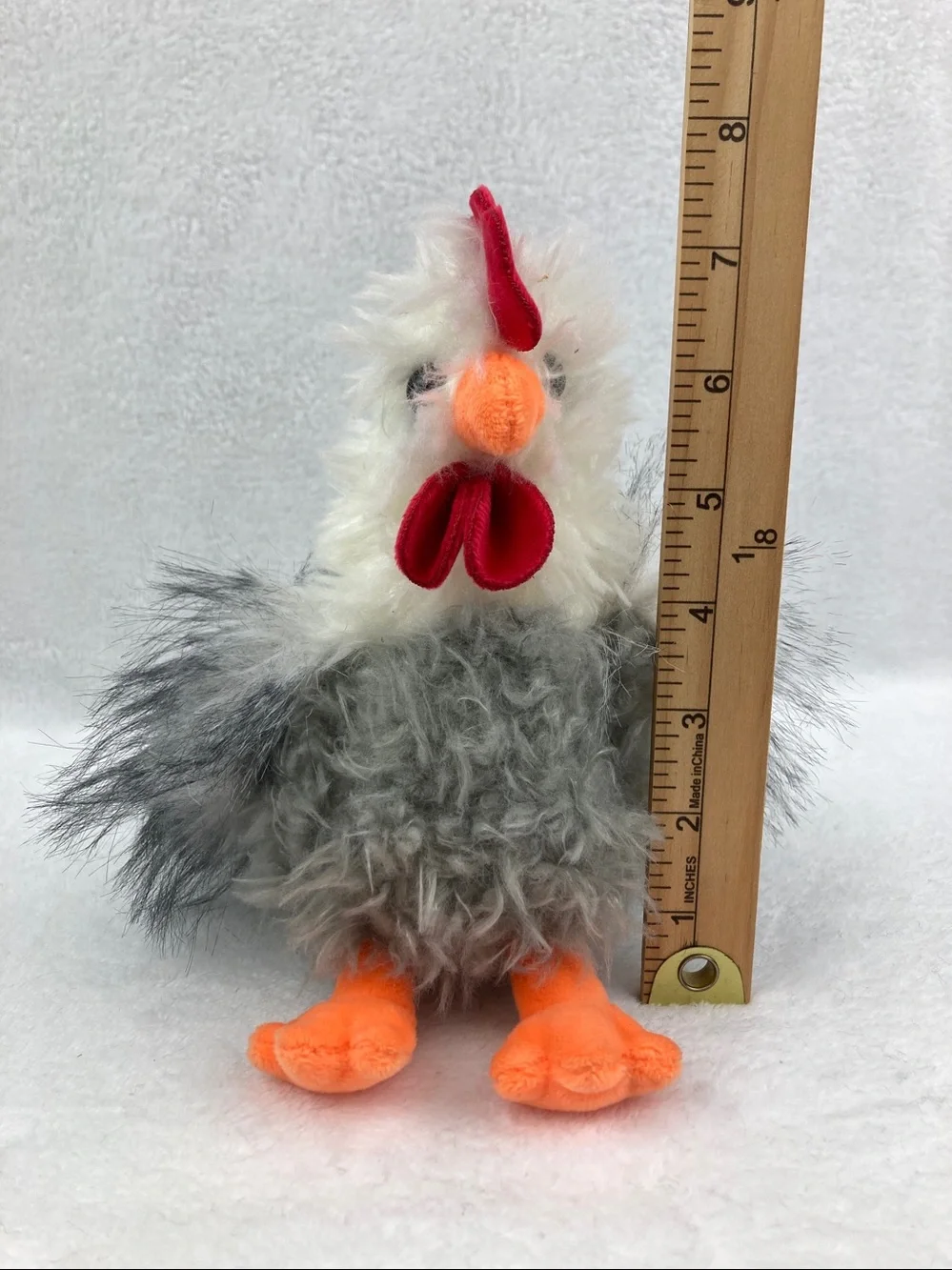 Walmart Way To Celebrate Shaggy Rooster Gray Plush Stuffed Animal Toy 7.5”